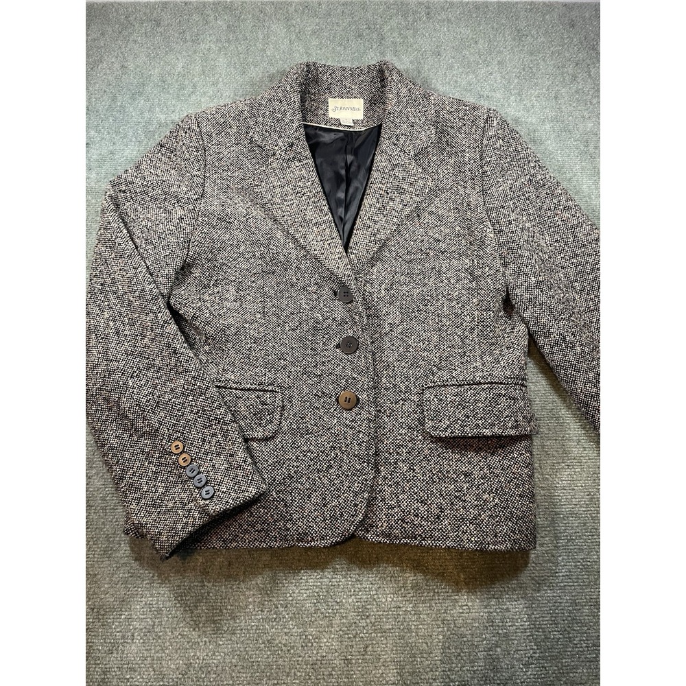 St. John Bay Women's Tweed Wool Blend Blazer Brown Size 12